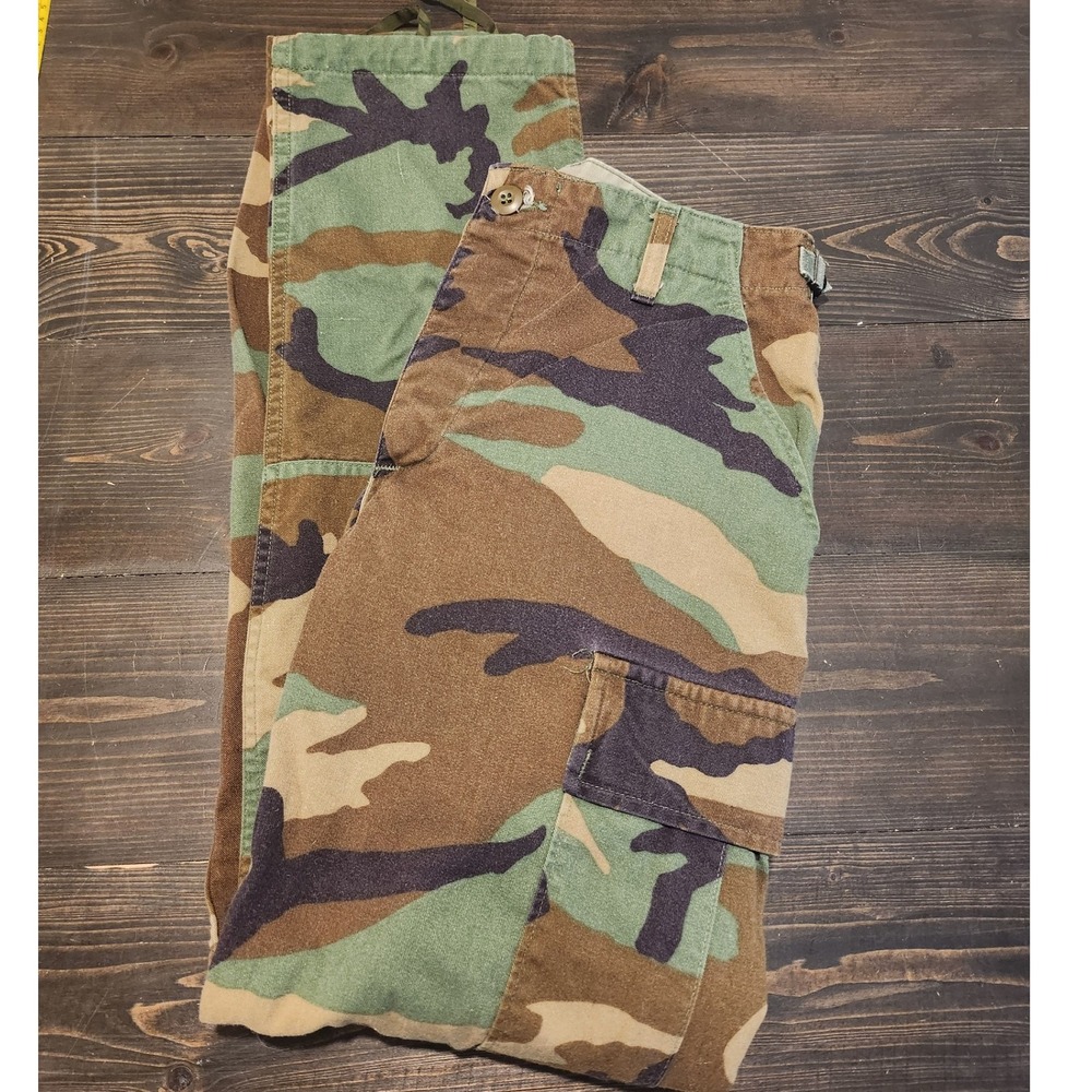 Vintage Military Pants Small Short 37"-31" Woodland Camo Military Issue Cargo‎
